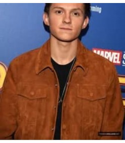 Spiderman Homecoming Tom Holland (Peter Parker) Brown Suede Leather Jacket